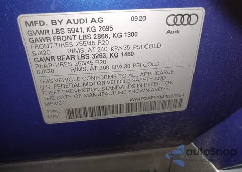 2021 Audi Q5 Premium Plus 55 Tfsi E Quattro S Tronic from USA, damaged, VIN WA1E2AFYXM2003754